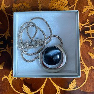 Black and Silver Pendant with Rope Chain